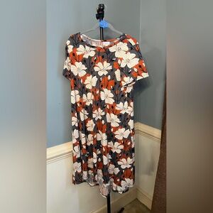 LuLaRoe Maxi Dress with Orange and White Floral Pattern